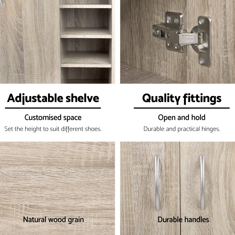 Artiss Shoe Rack Cabinet 21 Pairs Adjustable Shelves Pine Clair-Shoe Storage Cabinets-PEROZ Accessories
