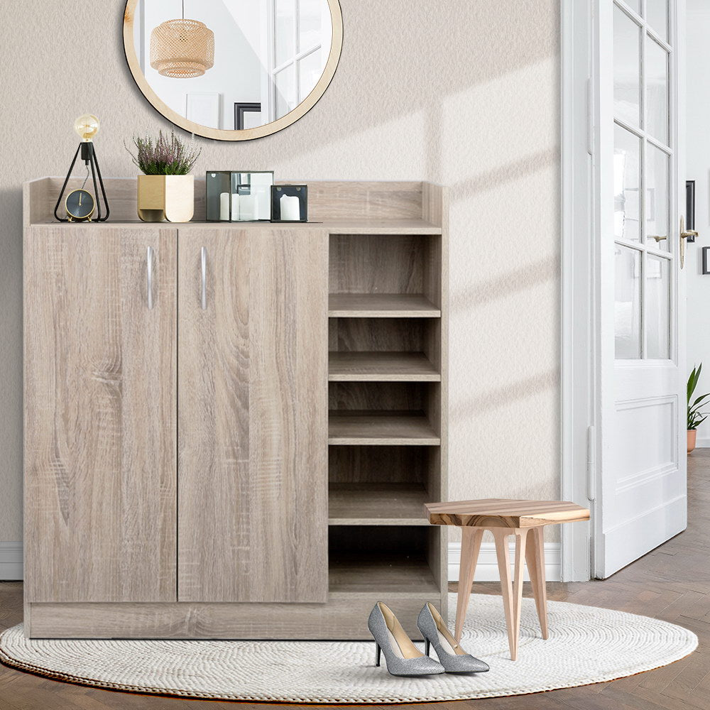Artiss Shoe Rack Cabinet 21 Pairs Adjustable Shelves Pine Clair-Shoe Storage Cabinets-PEROZ Accessories