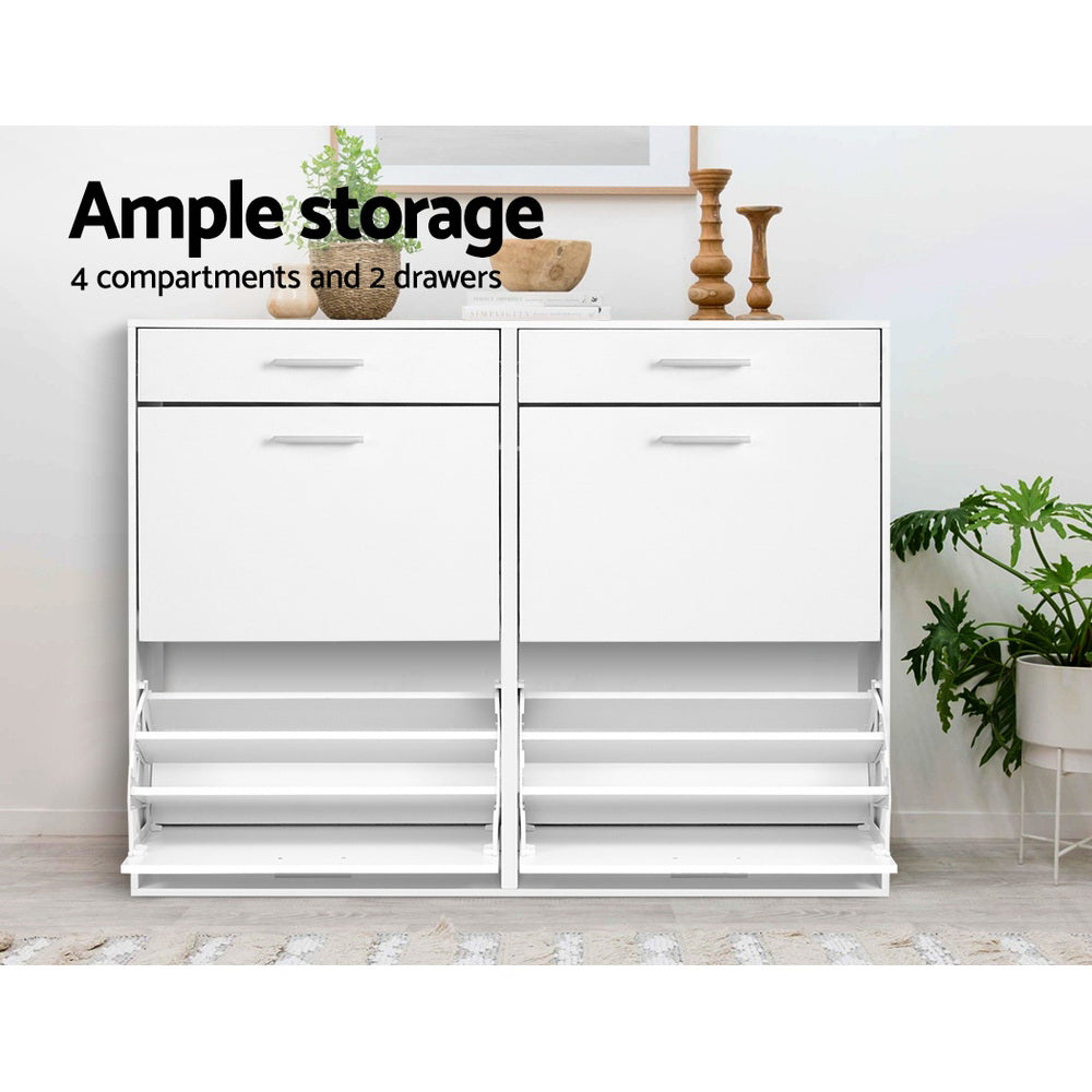 Artiss Shoe Rack Cabinet 36 Pairs Adjustable Shelves White Sara-Shoe Storage Cabinets-PEROZ Accessories