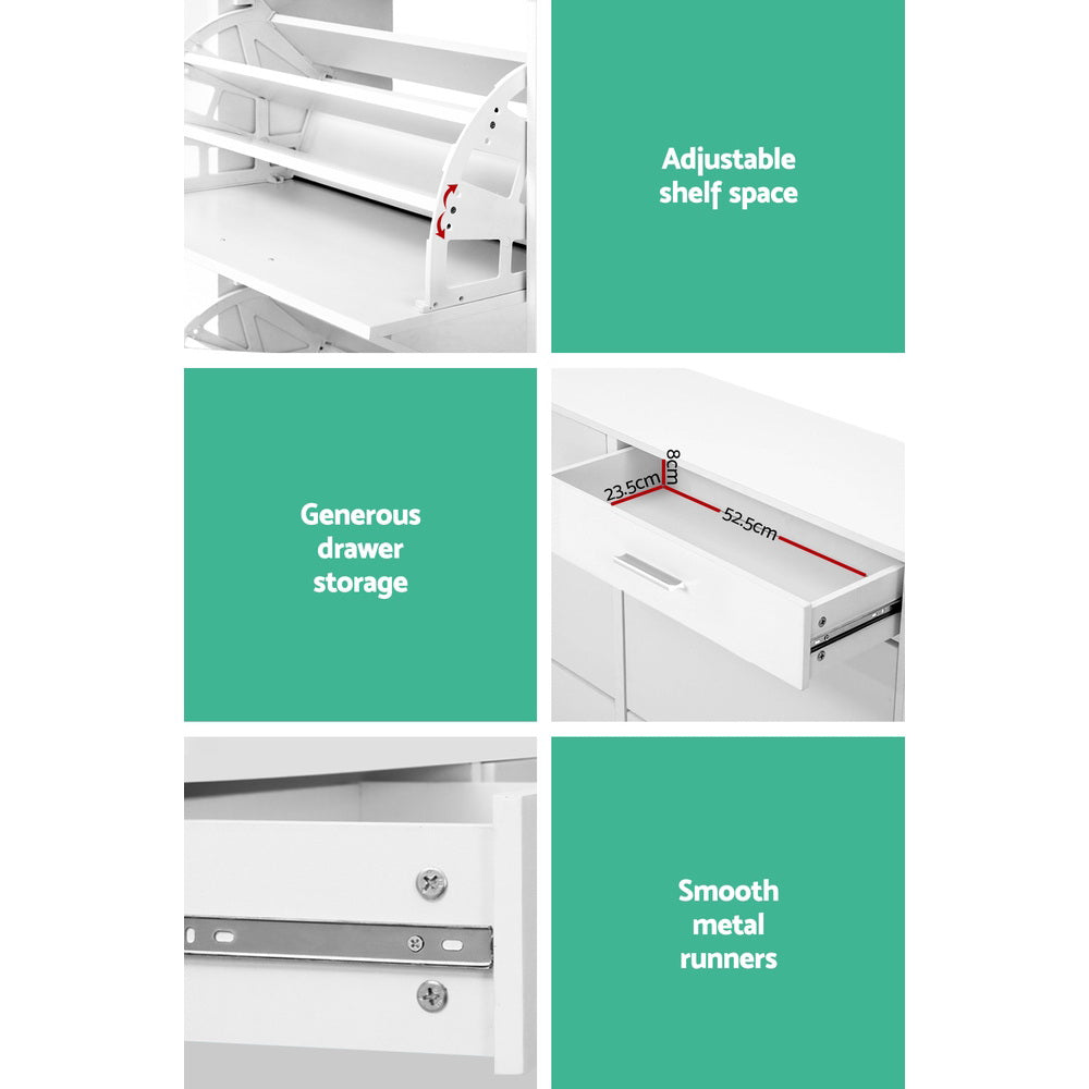 Artiss Shoe Rack Cabinet 36 Pairs Adjustable Shelves White Sara-Shoe Storage Cabinets-PEROZ Accessories