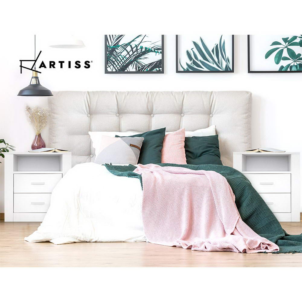Artiss Bedside Table 2 Drawers with Shelf - TARA White-Bedside Tables-PEROZ Accessories