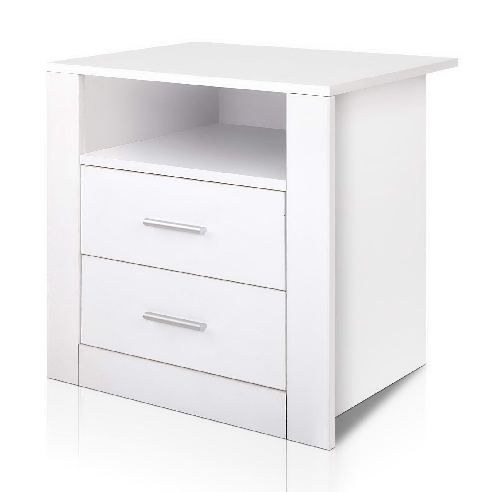 Artiss Bedside Table 2 Drawers with Shelf - TARA White-Bedside Tables-PEROZ Accessories