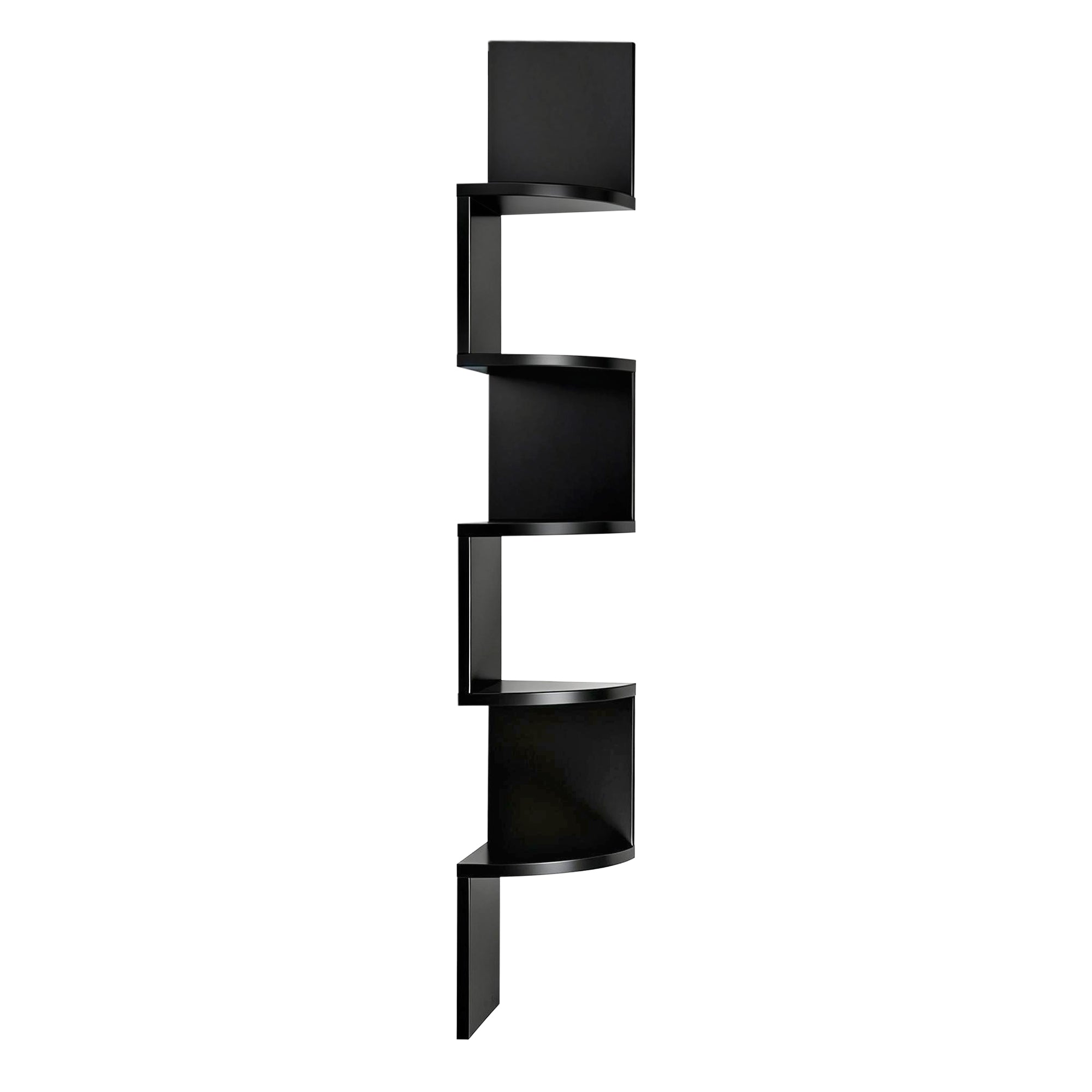 Artiss Wall Shelf Bookshelf Corner Floating 5-Tier Black-Furniture > Living Room > Bookcases & Shelves-PEROZ Accessories