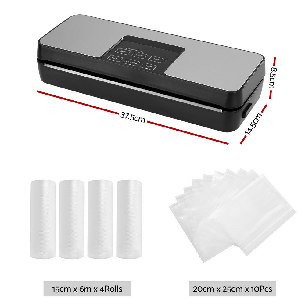 Devanti Food Vacuum Sealer Machine Auto Seal Cutter 5 Modes Storage Bags 4 Rolls-Appliances > Kitchen Appliances-PEROZ Accessories