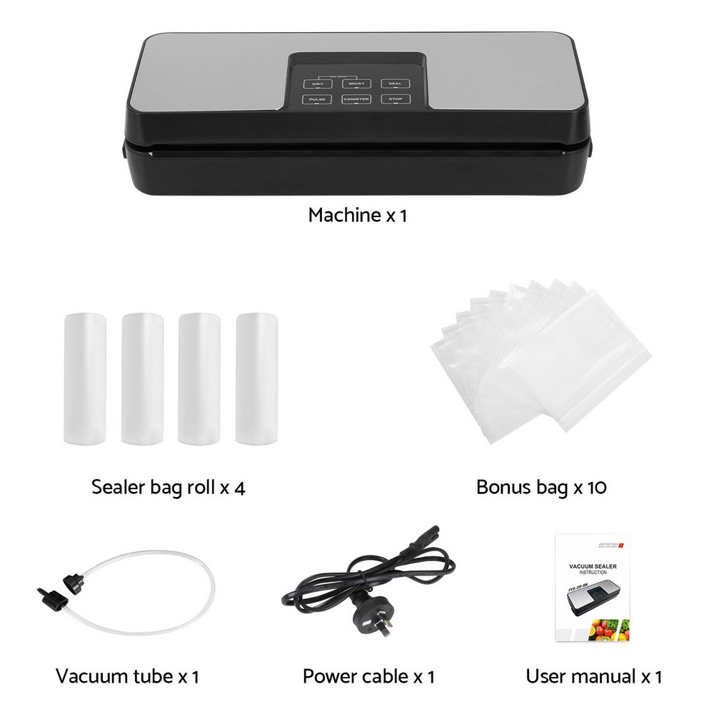 Devanti Food Vacuum Sealer Machine Auto Seal Cutter 5 Modes Storage Bags 4 Rolls-Appliances > Kitchen Appliances-PEROZ Accessories