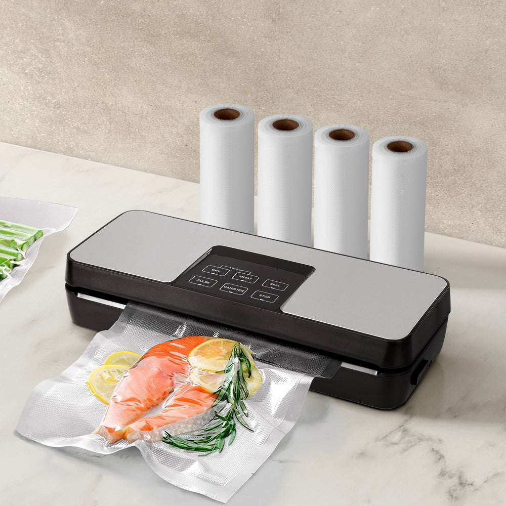 Devanti Food Vacuum Sealer Machine Auto Seal Cutter 5 Modes Storage Bags 4 Rolls-Appliances > Kitchen Appliances-PEROZ Accessories