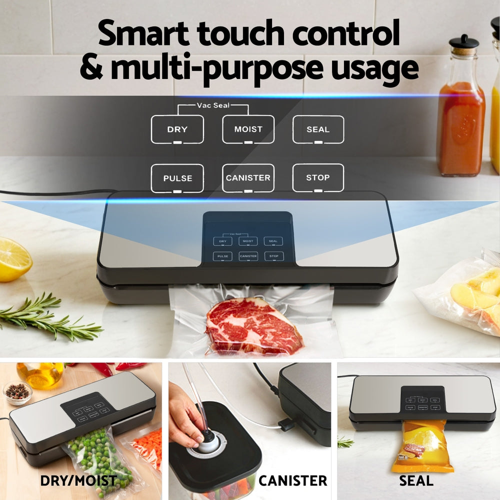Devanti Food Vacuum Sealer Machine Auto Seal Cutter 5 Modes Storage Bags 4 Rolls-Appliances > Kitchen Appliances-PEROZ Accessories