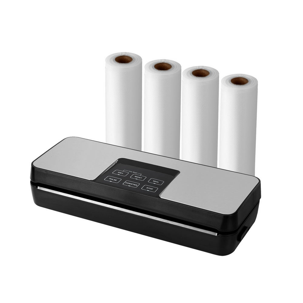 Devanti Food Vacuum Sealer Machine Auto Seal Cutter 5 Modes Storage Bags 4 Rolls-Appliances > Kitchen Appliances-PEROZ Accessories