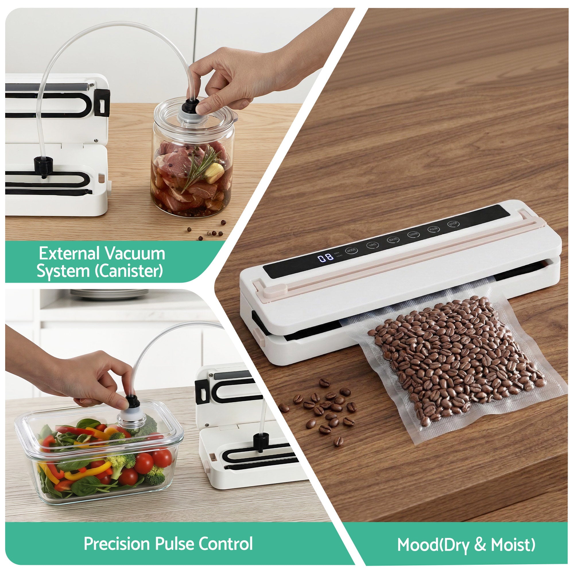 Devanti Food Vacuum Sealer Machine Fresh Storage Auto Seal Slide Cutter 6 Modes White-Home & Garden > Kitchenware > Food Storage-PEROZ Accessories