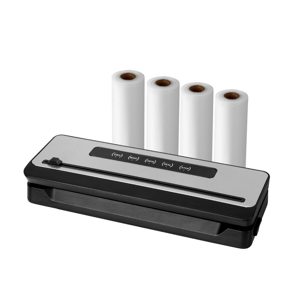 Devanti Food Vacuum Sealer Machine Sealing Cutter 5 Modes Storage Bags 4 Rolls-Appliances > Kitchen Appliances-PEROZ Accessories