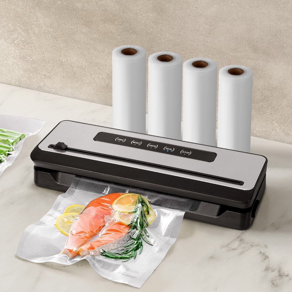 Devanti Food Vacuum Sealer Machine Sealing Cutter 5 Modes Storage Bags 4 Rolls-Appliances > Kitchen Appliances-PEROZ Accessories