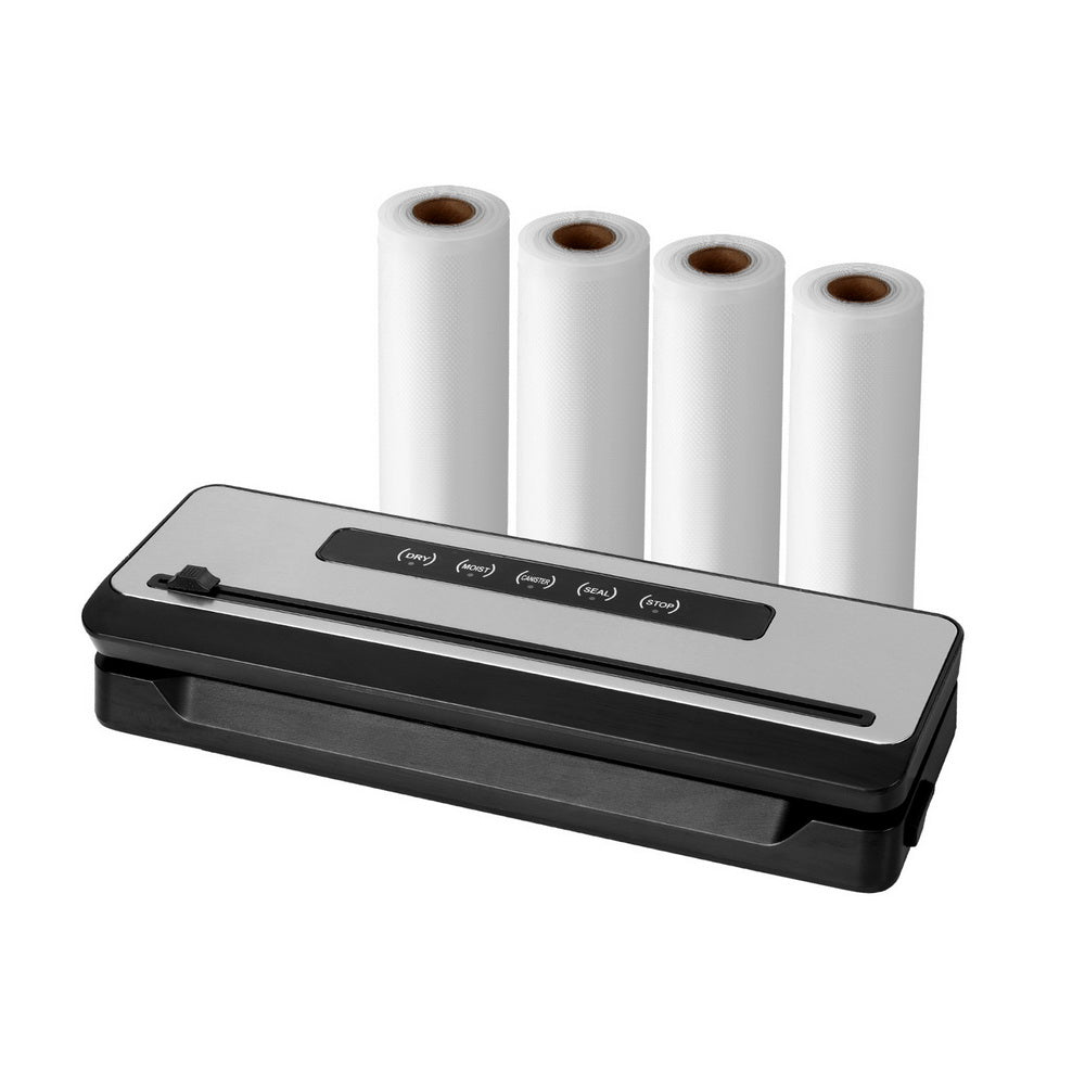 Devanti Food Vacuum Sealer Machine Sealing Cutter 5 Modes Storage Bags 4 Rolls-Appliances > Kitchen Appliances-PEROZ Accessories