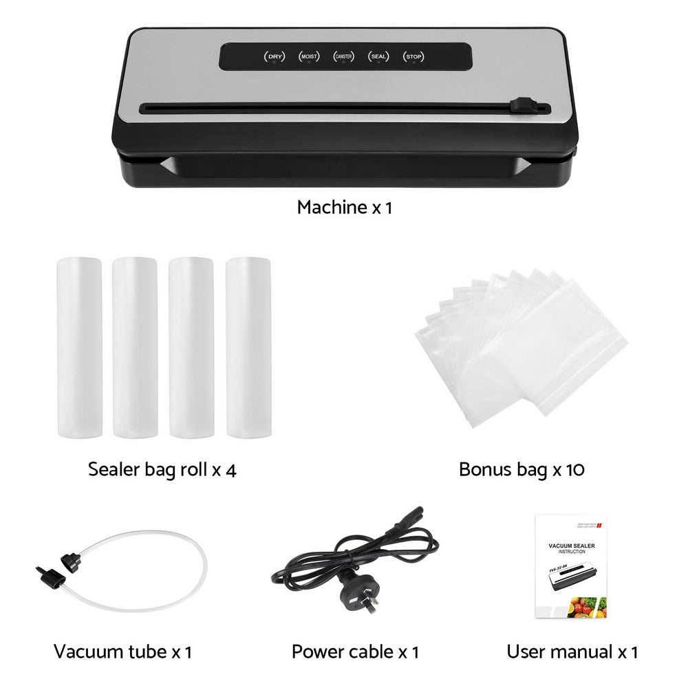 Devanti Food Vacuum Sealer Machine Sealing Cutter 5 Modes Storage Bags 4 Rolls-Appliances > Kitchen Appliances-PEROZ Accessories