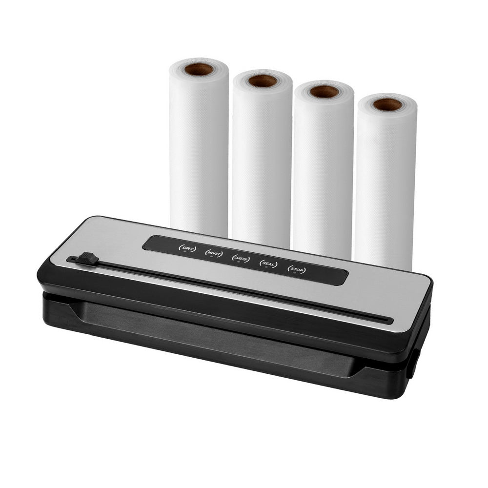 Devanti Food Vacuum Sealer Machine Sealing Cutter 5 Modes Storage Bags 4 Rolls-Appliances > Kitchen Appliances-PEROZ Accessories