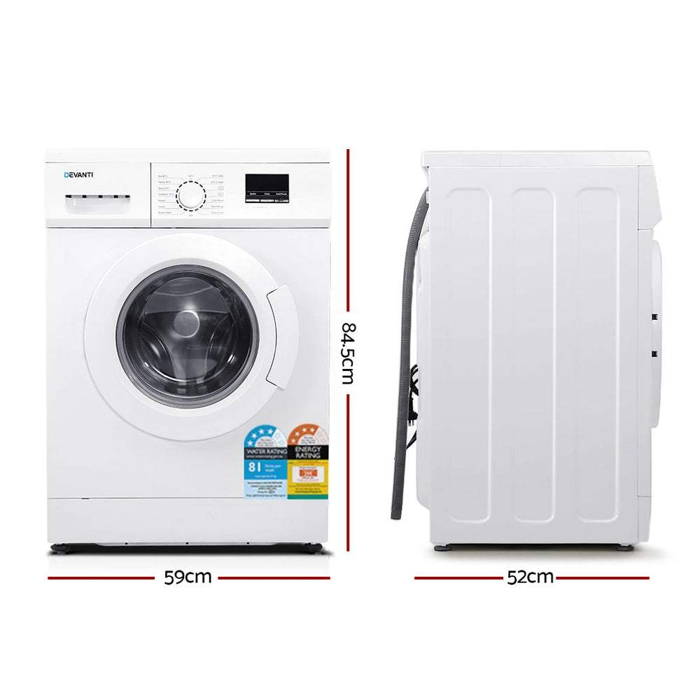 Devanti 8kg Front Load Washing Machine Quick Wash 24h Delay Start Automatic-Appliances > Washers, Dryers & Irons > Washing Machines-PEROZ Accessories