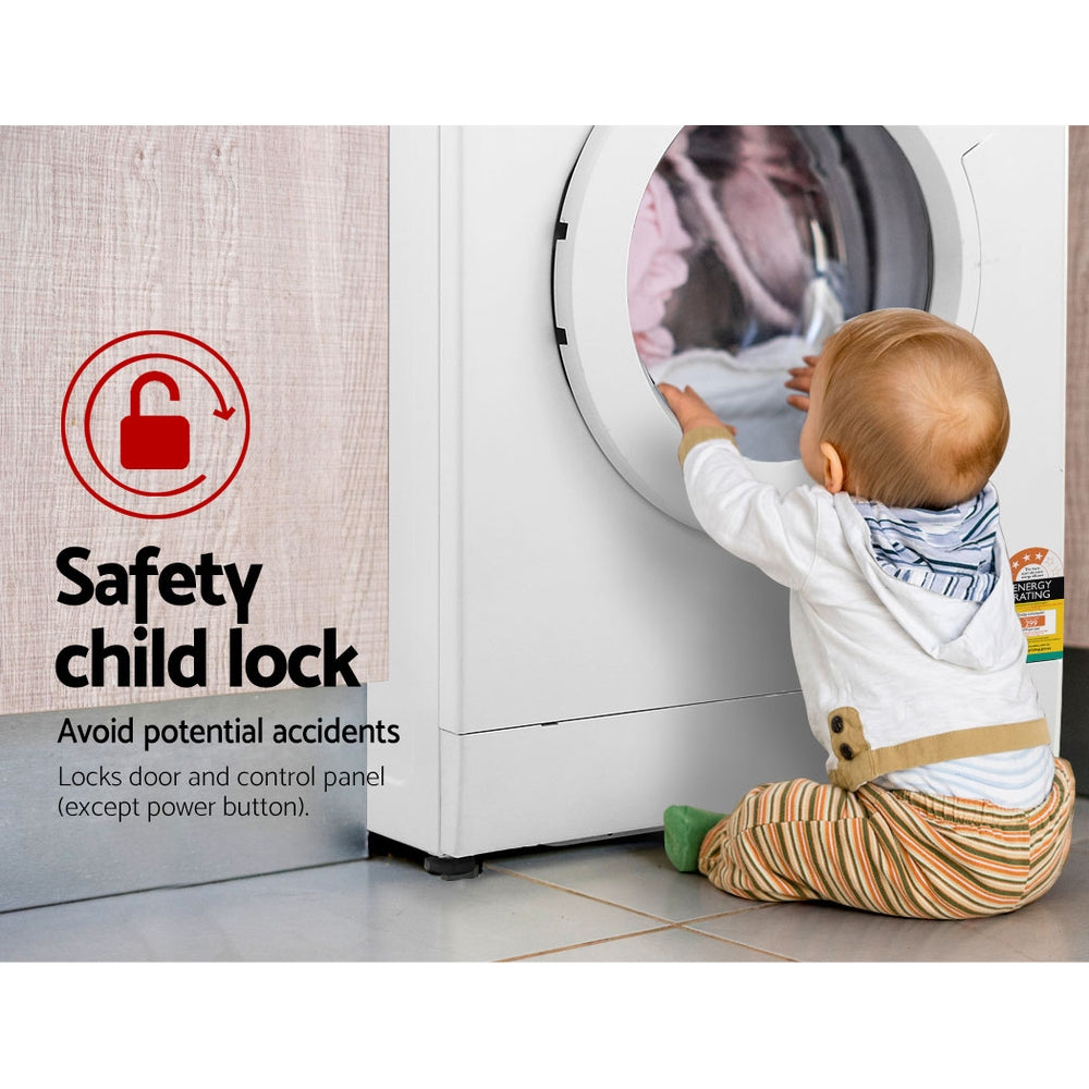 Devanti 8kg Front Load Washing Machine Quick Wash 24h Delay Start Automatic-Appliances > Washers, Dryers & Irons > Washing Machines-PEROZ Accessories