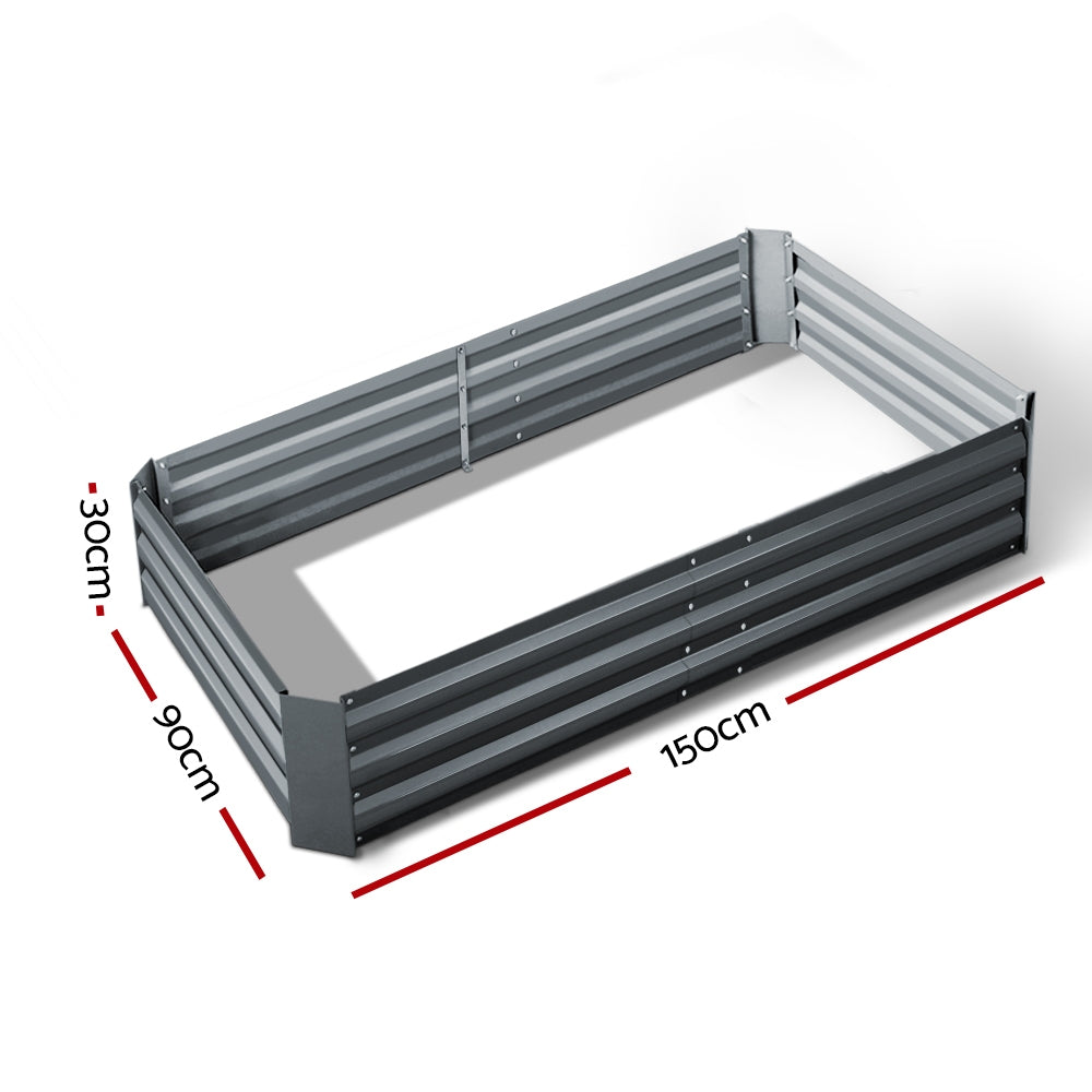 Green Fingers Garden Bed 150x90cm Planter Box Raised Container Galvanised Steel-Home & Garden > Garden Beds-PEROZ Accessories