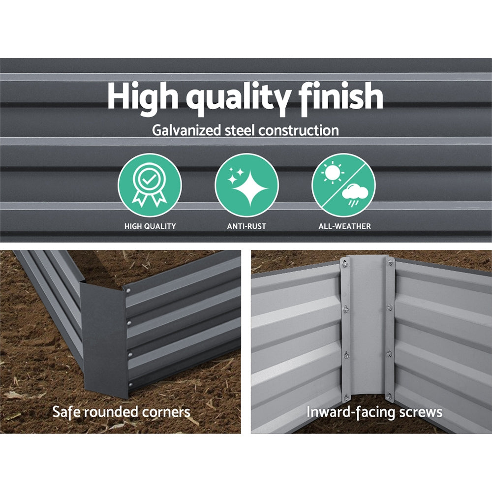 Green Fingers Garden Bed 150x90cm Planter Box Raised Container Galvanised Steel-Home & Garden > Garden Beds-PEROZ Accessories