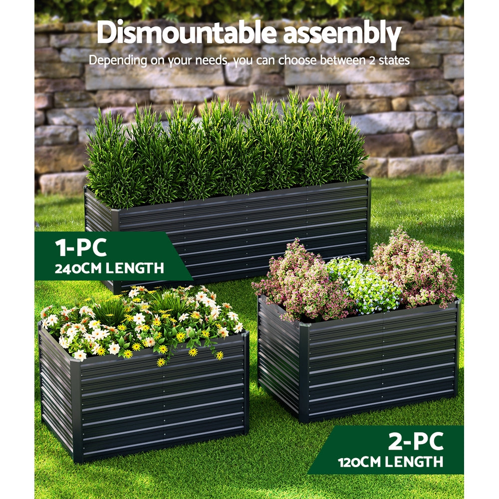 Green Fingers Garden Bed 240x80x77cm Planter Box Raised Container Galvanised Herb-Home & Garden > Garden Beds-PEROZ Accessories