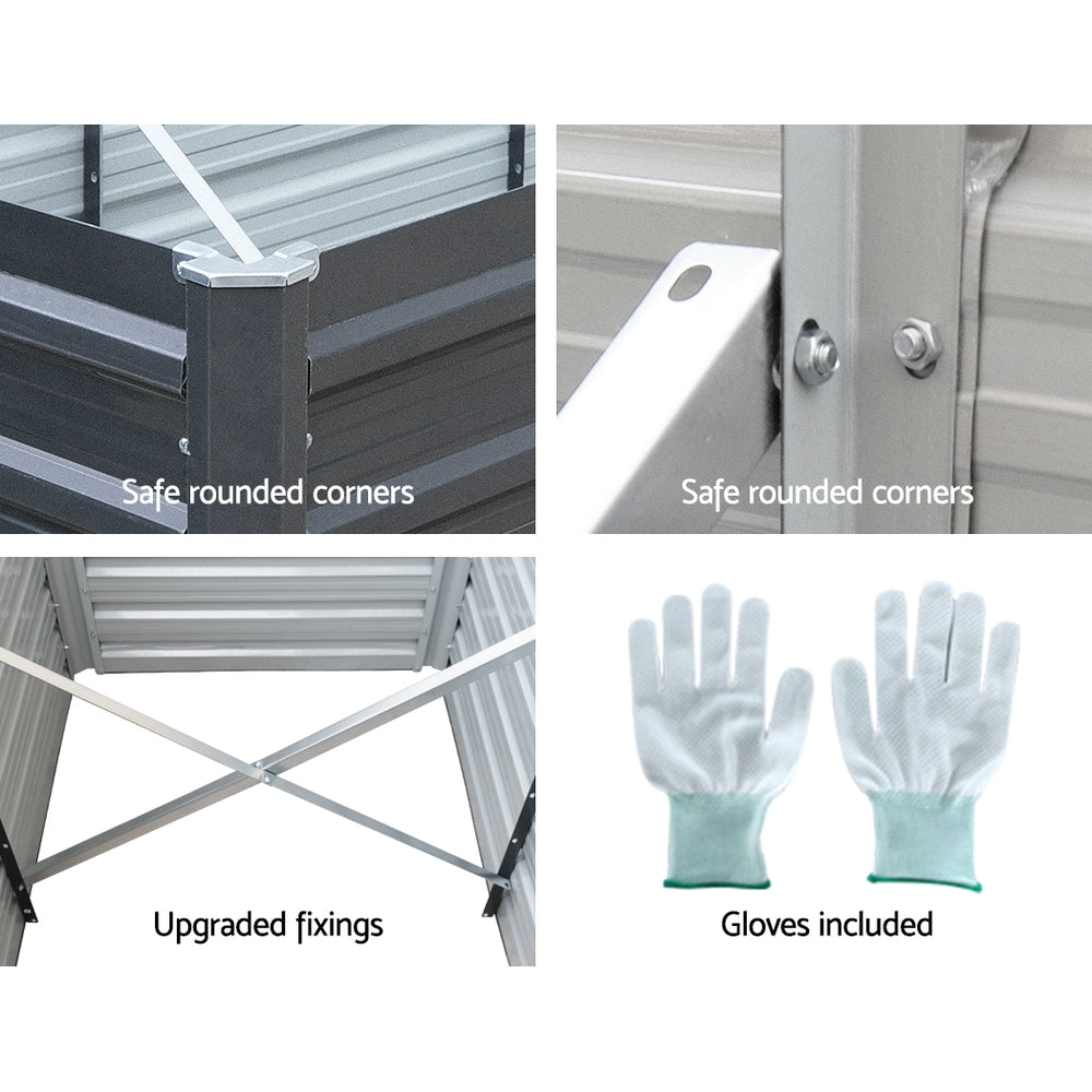 Green Fingers Garden Bed 240x80x77cm Planter Box Raised Container Galvanised Herb-Home & Garden > Garden Beds-PEROZ Accessories