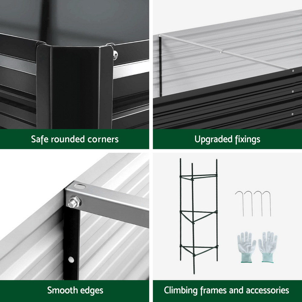 Green Fingers Raised Garden Bed 2 Pcs 210x90cm Planter Box Container Galvanised Metal Outdoor-Home & Garden > Garden Beds > Garden Beds & Planters-PEROZ Accessories