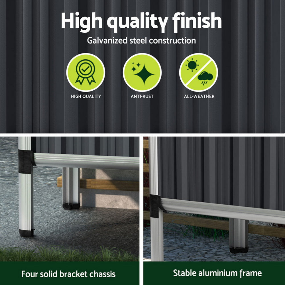 Green Fingers Raised Garden Bed x2 80x49x74cm Greenhouse Planter Box Galvanised Herb-Home & Garden > Garden Beds > Garden Beds & Planters-PEROZ Accessories