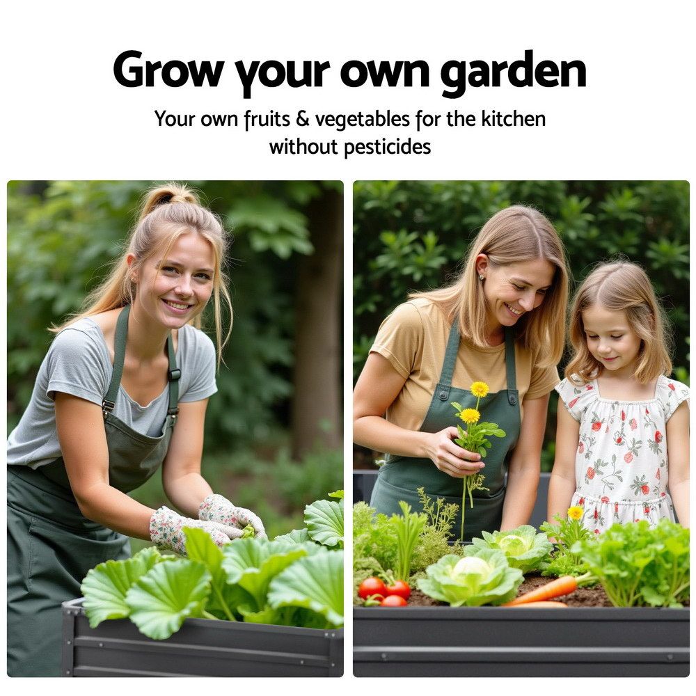 Green Fingers 2x Garden Bed 100x100x77cm Planter Box Raised Container Galvanised-Home & Garden > Garden Beds-PEROZ Accessories