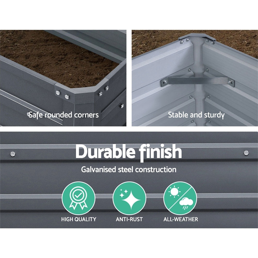 Green Fingers 2x Garden Bed 100x100x77cm Planter Box Raised Container Galvanised-Home & Garden > Garden Beds-PEROZ Accessories