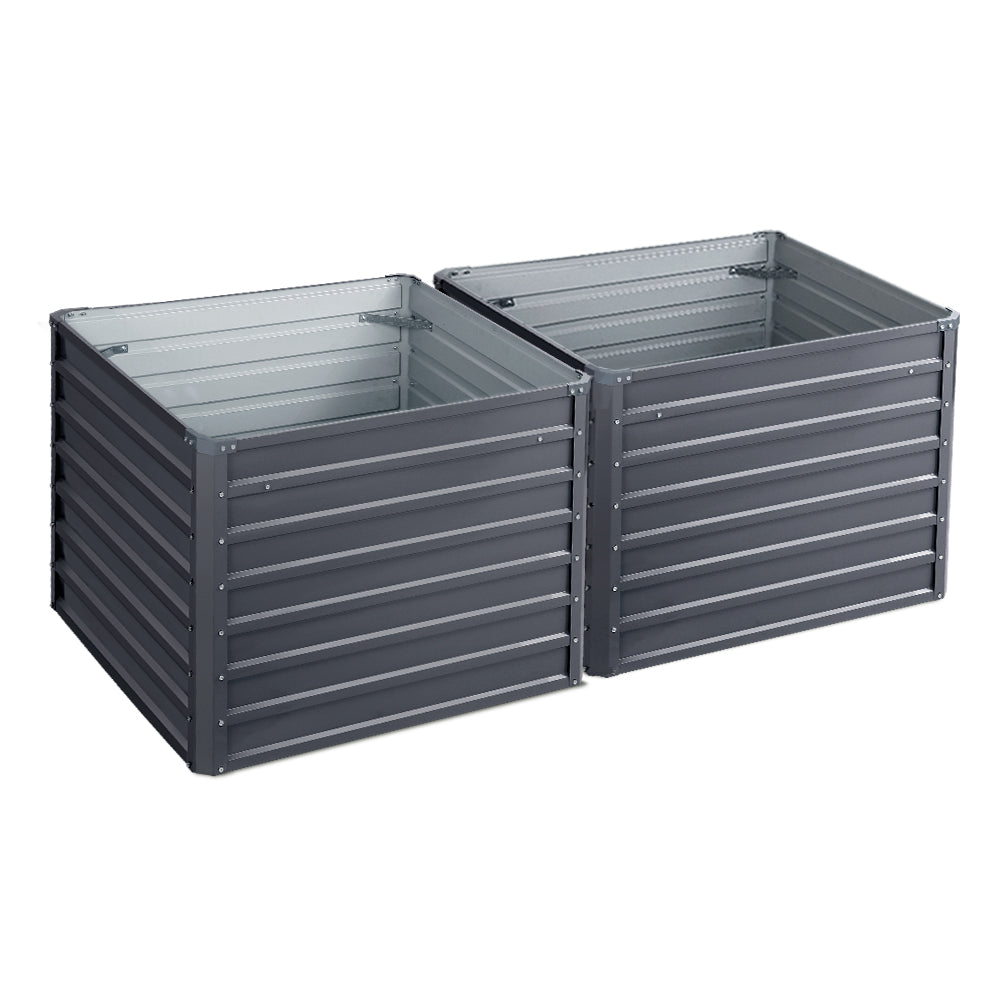 Green Fingers 2x Garden Bed 100x100x77cm Planter Box Raised Container Galvanised-Home & Garden > Garden Beds-PEROZ Accessories