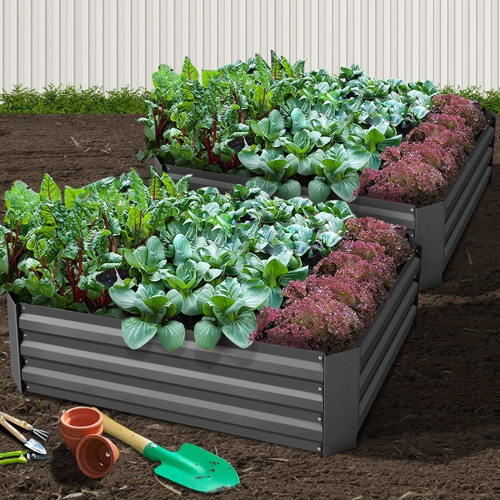 Green Fingers 2x Garden Bed 120x90cm Planter Box Raised Container Galvanised Herb-Home & Garden > Garden Beds-PEROZ Accessories