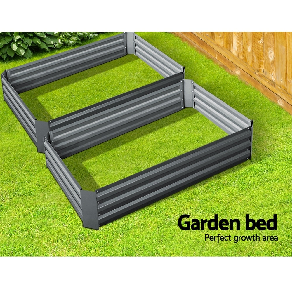 Green Fingers 2x Garden Bed 120x90cm Planter Box Raised Container Galvanised Herb-Home & Garden > Garden Beds-PEROZ Accessories