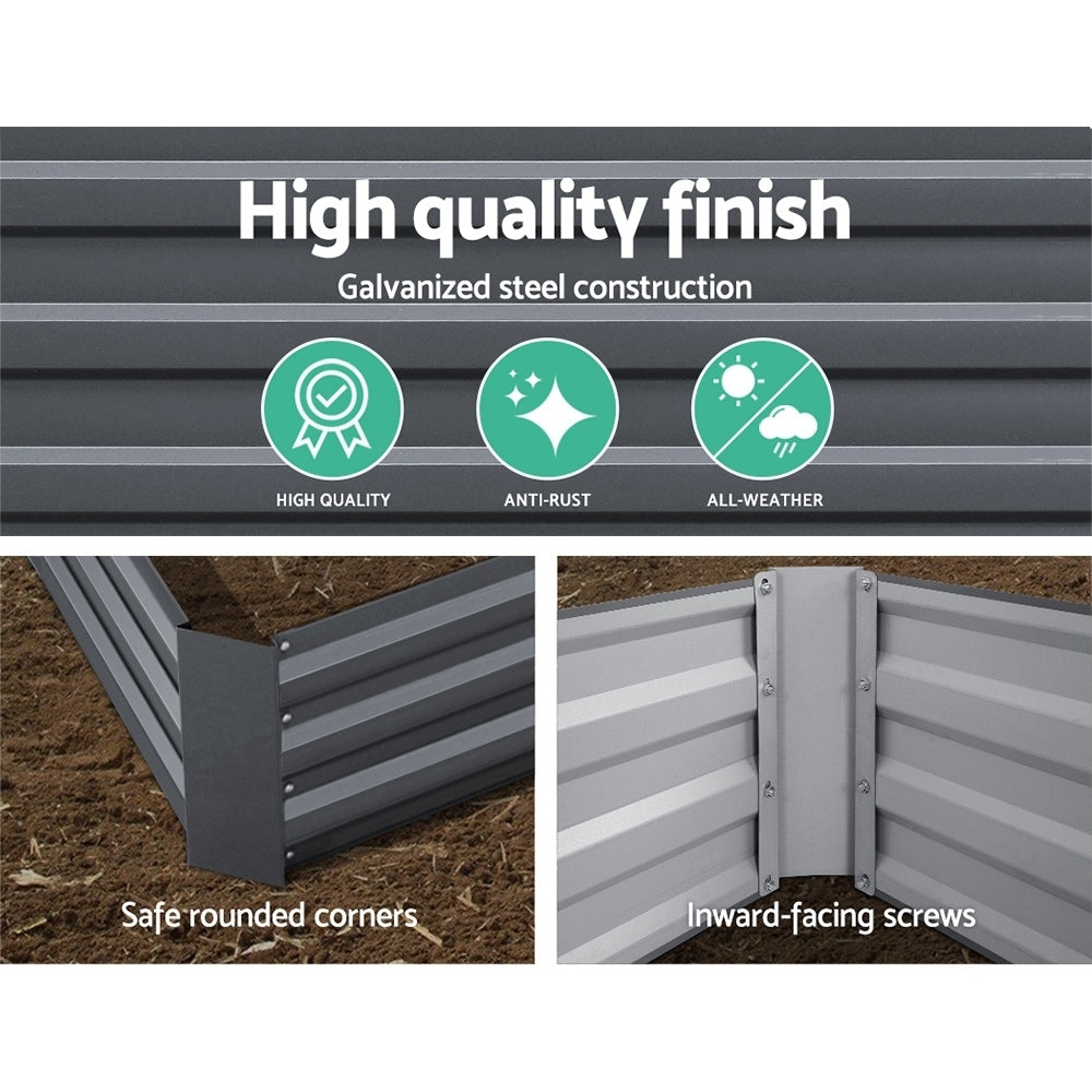 Green Fingers 2x Garden Bed 120x90cm Planter Box Raised Container Galvanised Herb-Home & Garden > Garden Beds-PEROZ Accessories