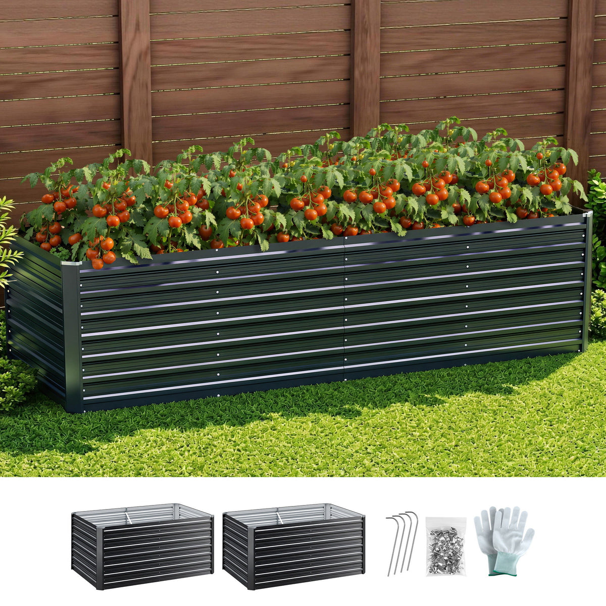 Green Fingers Garden Bed 320x80x77cm Planter Box Raised Container Galvanised Herb-Home & Garden > Garden Beds-PEROZ Accessories