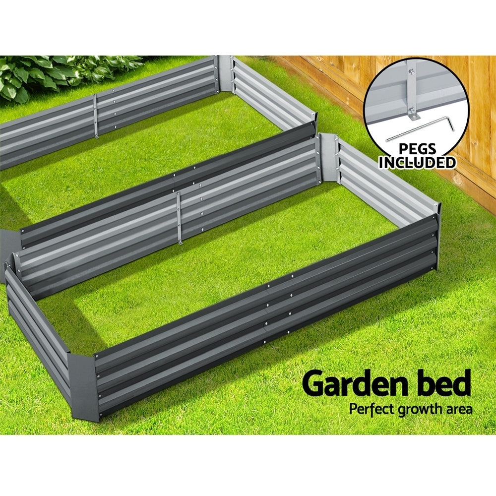 Green Fingers 2x Garden Bed 210x90cm Planter Box Raised Container Galvanised Herb-Home & Garden > Garden Beds-PEROZ Accessories