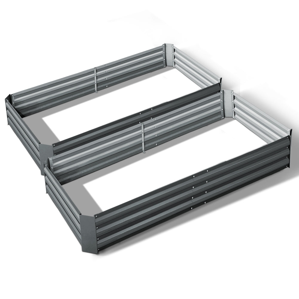 Green Fingers 2x Garden Bed 210x90cm Planter Box Raised Container Galvanised Herb-Home & Garden > Garden Beds-PEROZ Accessories