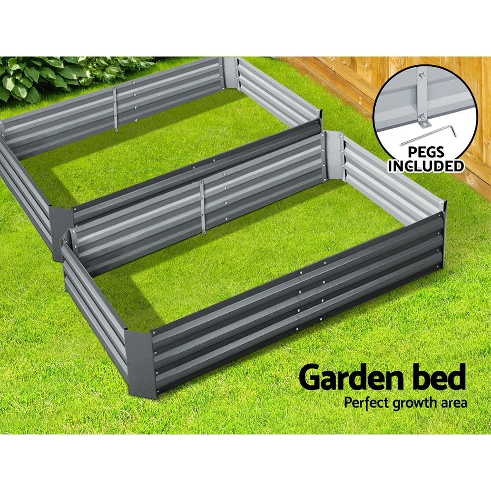 Green Fingers 2x Garden Bed 150x90cm Planter Box Raised Container Galvanised Herb-Home & Garden > Garden Beds-PEROZ Accessories