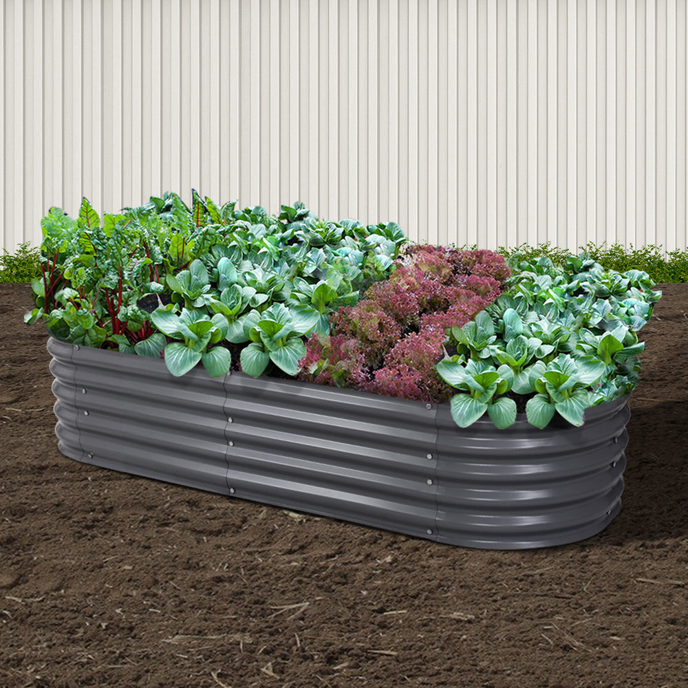 Green Fingers Garden Bed 160X80X42cm Oval Planter Box Raised Container Galvanised-Home & Garden > Garden Beds-PEROZ Accessories