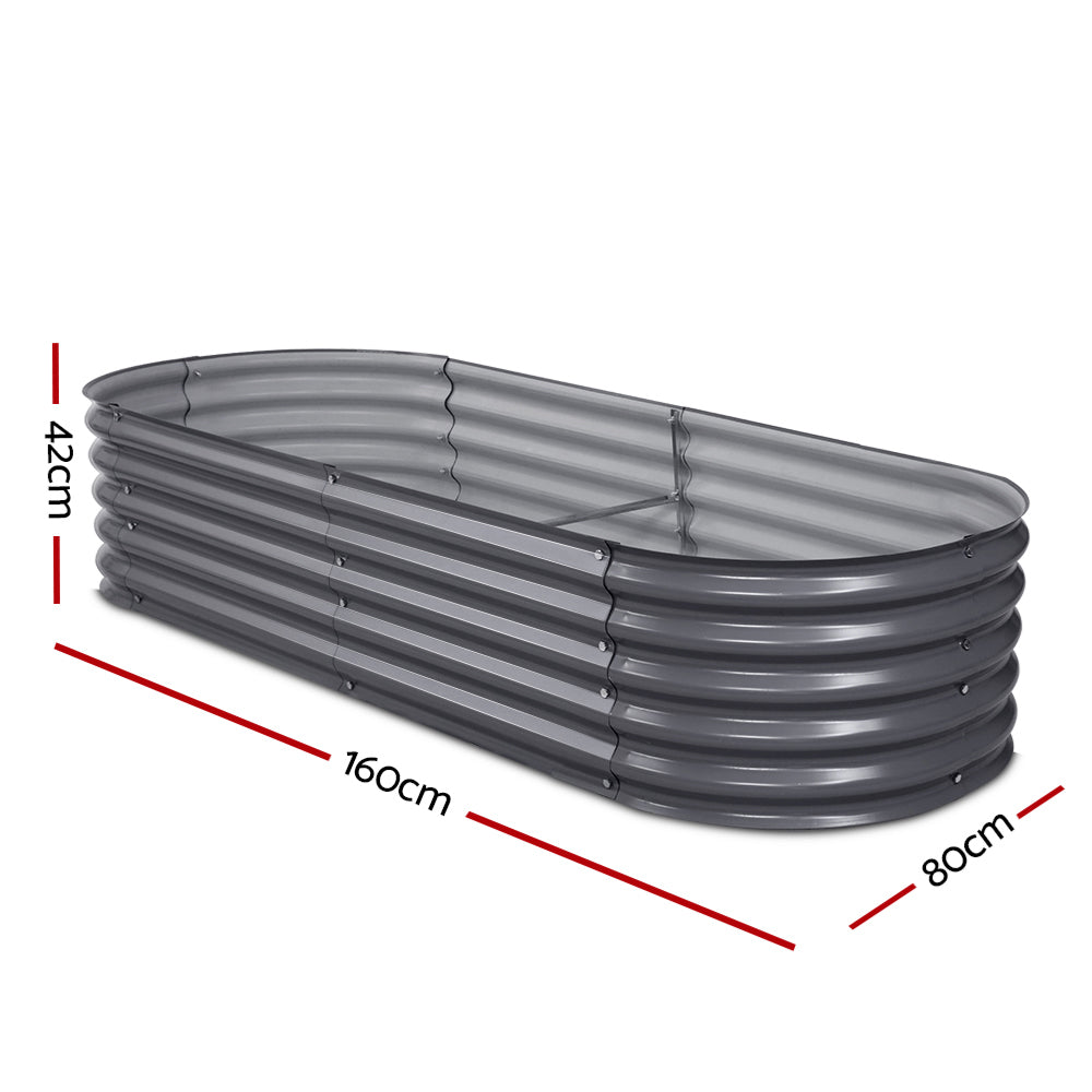 2x Green Fingers Raised Garden Bed 160X80X42cm Oval Planter Box Raised Container Galvanised-Home & Garden > Garden Beds > Garden Beds & Planters-PEROZ Accessories