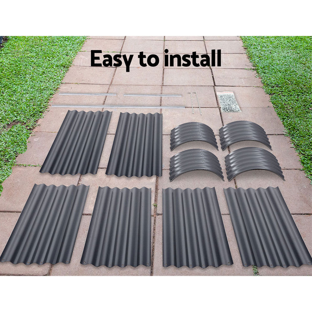 Green Fingers Garden Bed 240X80X42cm Oval Planter Box Raised Container Galvanised-Home & Garden > Garden Beds-PEROZ Accessories