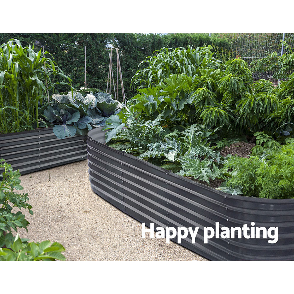 2x Raised Green Fingers Garden Bed 240X80X42cm Oval Planter Box Container Galvanised-Home & Garden > Garden Beds > Garden Beds & Planters-PEROZ Accessories