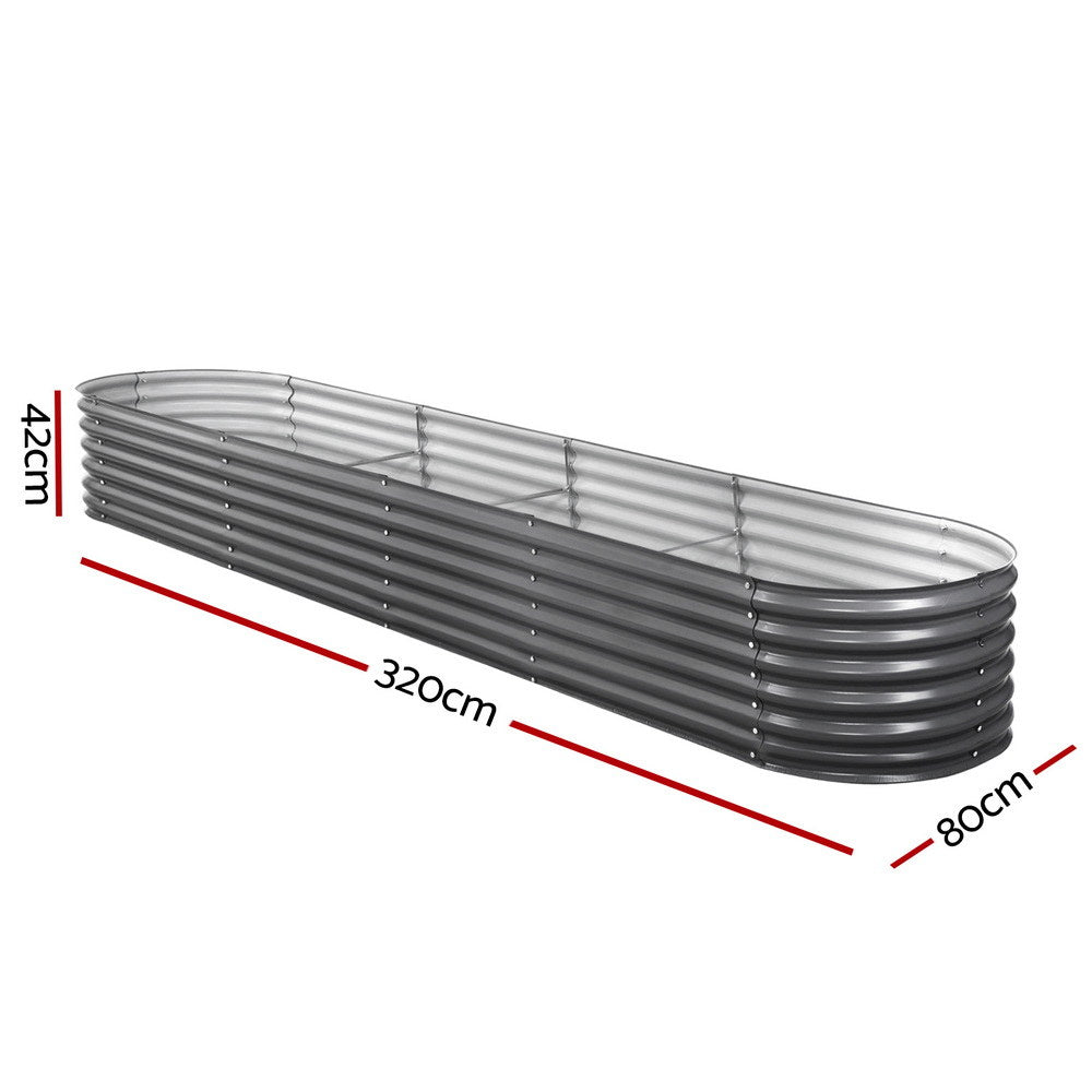 Green Fingers Garden Bed 320X80X42cm Oval Planter Box Raised Container Galvanised-Home & Garden > Garden Beds-PEROZ Accessories