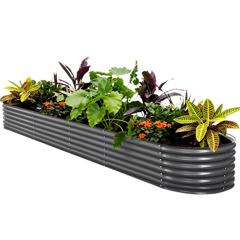 Green Fingers Garden Bed 320X80X42cm Oval Planter Box Raised Container Galvanised-Home & Garden > Garden Beds-PEROZ Accessories