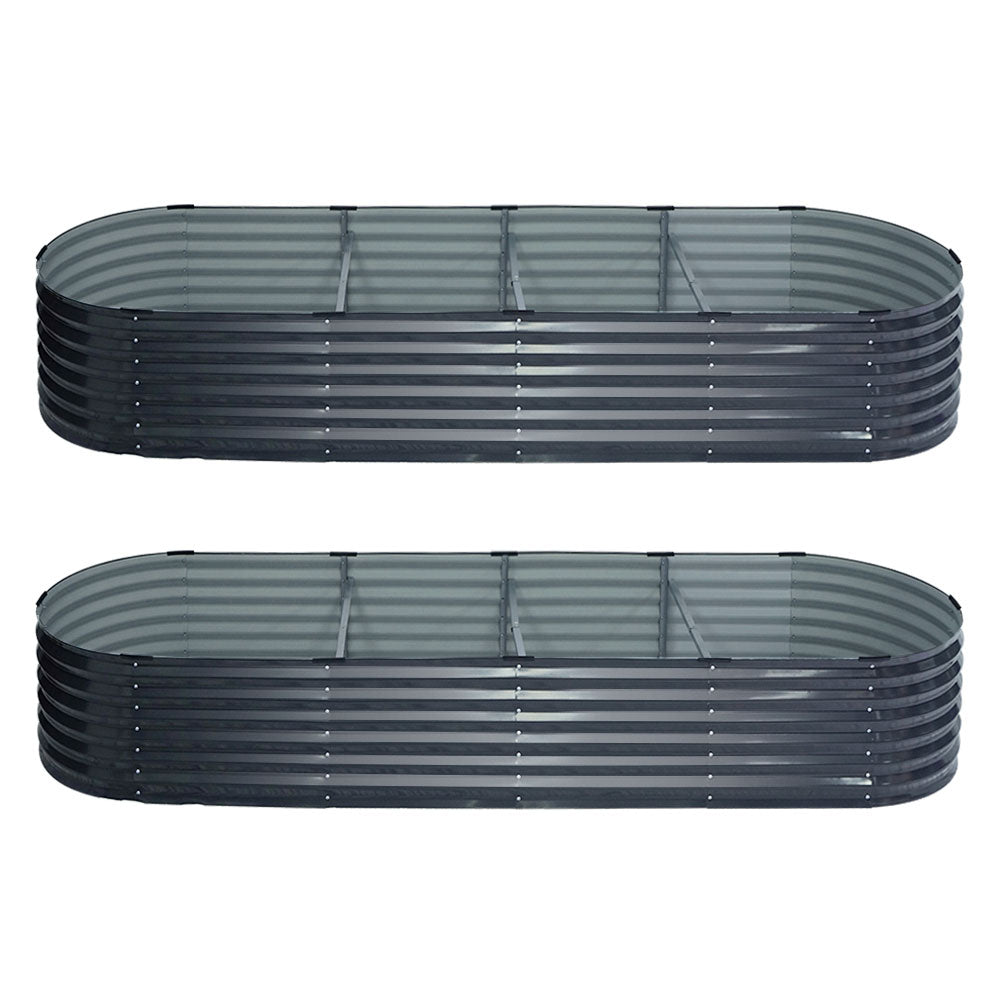 2x Green Fingers Raised Garden Bed 320X80X42cm Oval Planter Box Container Galvanised-Home & Garden > Garden Beds > Garden Beds & Planters-PEROZ Accessories