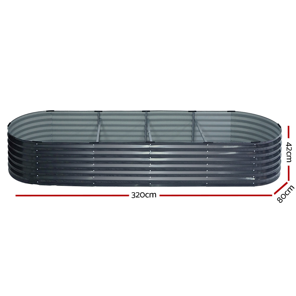 2x Green Fingers Raised Garden Bed 320X80X42cm Oval Planter Box Container Galvanised-Home & Garden > Garden Beds > Garden Beds & Planters-PEROZ Accessories