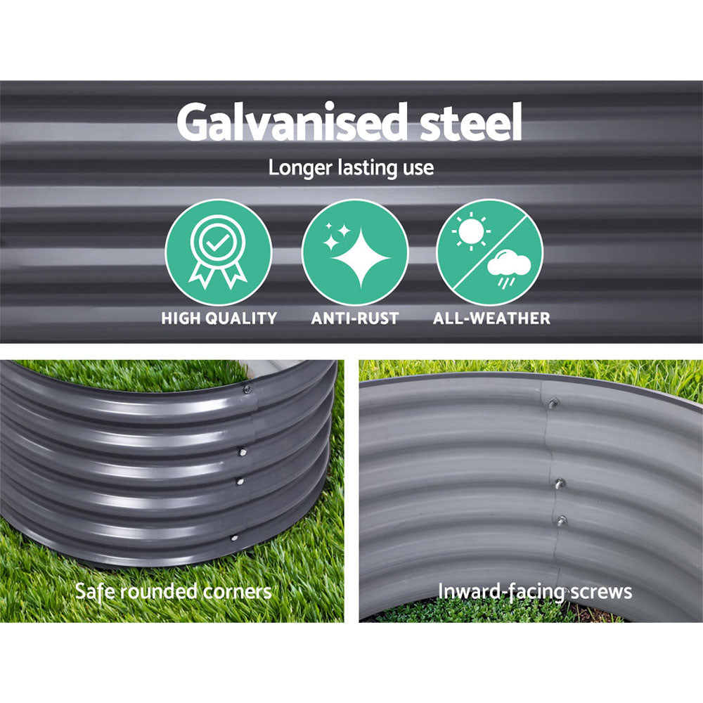 2x Green Fingers Raised Garden Bed 320X80X42cm Oval Planter Box Container Galvanised-Home & Garden > Garden Beds > Garden Beds & Planters-PEROZ Accessories
