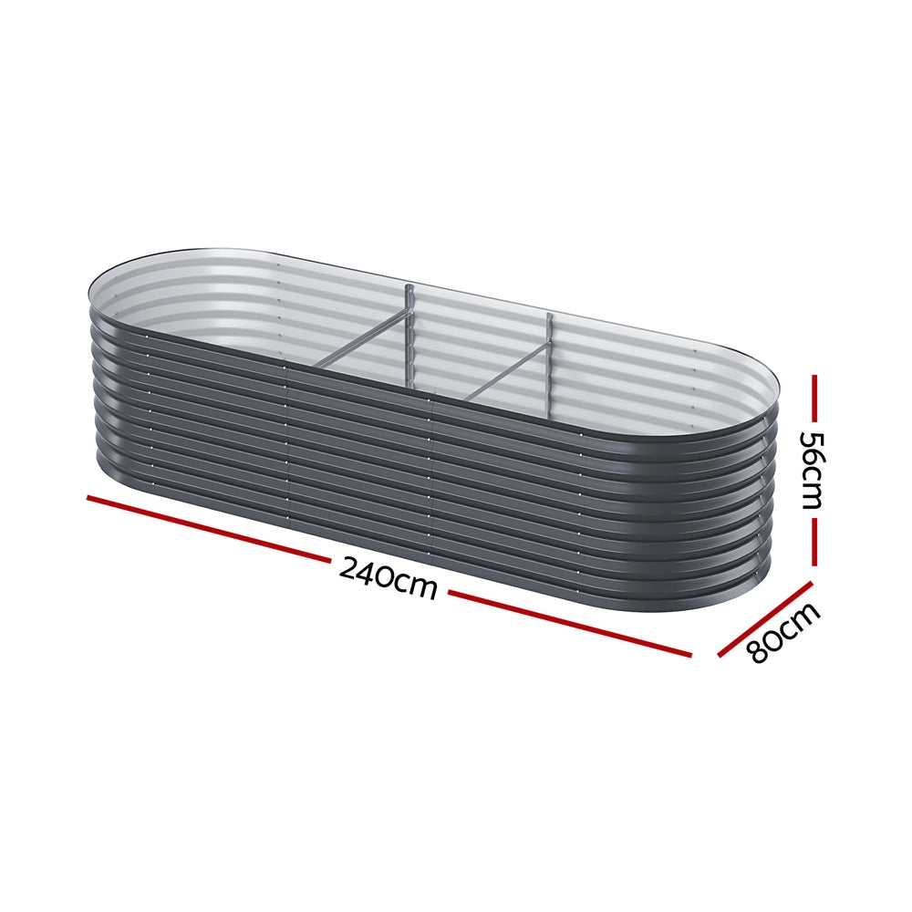 Green Fingers Garden Bed 240X80X56cm Oval Planter Box-Home & Garden > Greenhouses > Greenhouses & Accessories-PEROZ Accessories