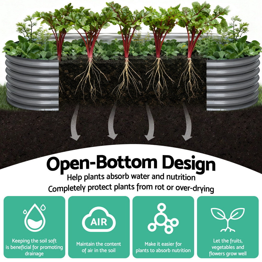 Green Fingers Garden Bed 240X80X56cm Oval Planter Box-Home & Garden > Greenhouses > Greenhouses & Accessories-PEROZ Accessories