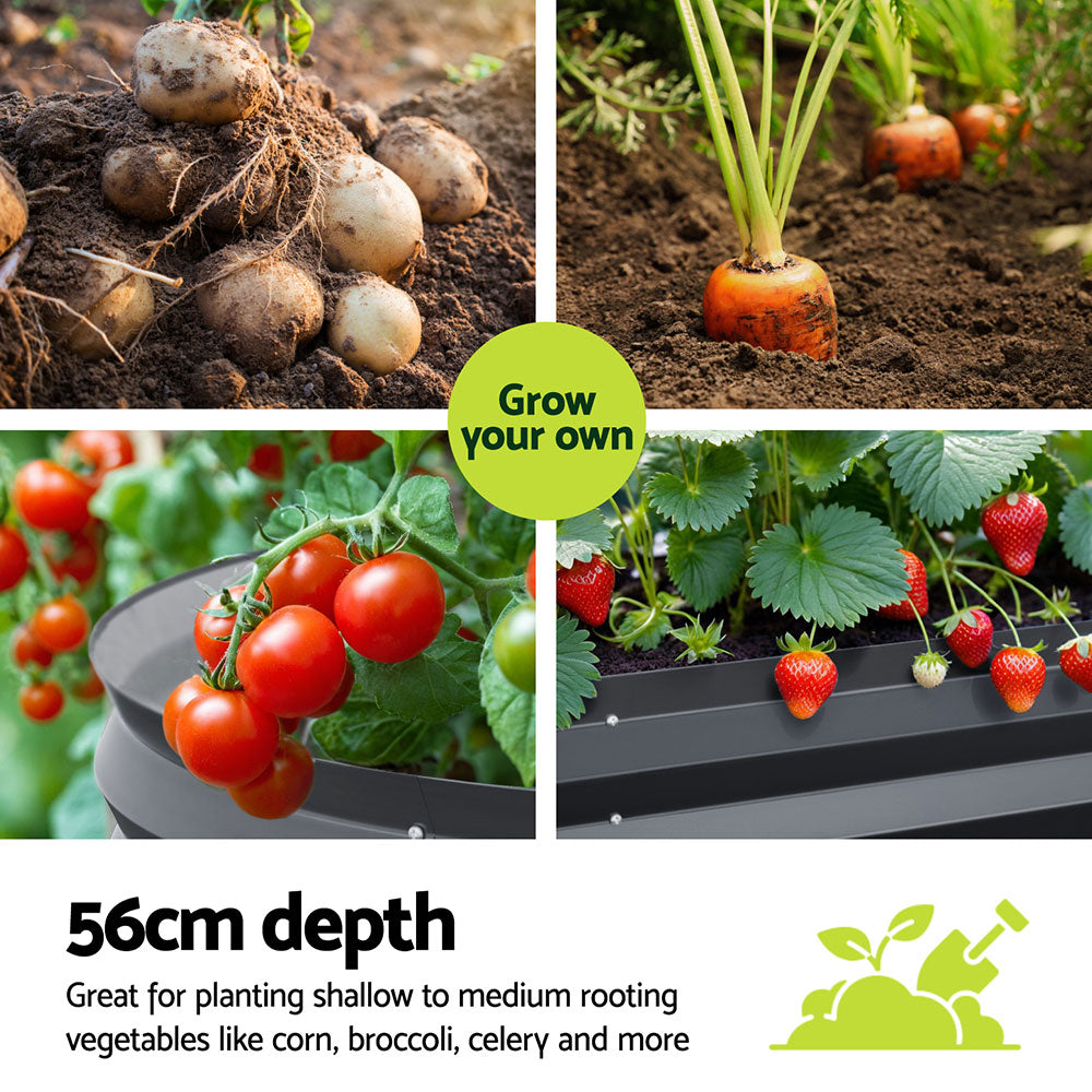 2x Green Fingers Raised Garden Bed 320X80X56cm Oval Planter Box-Home & Garden > Garden Beds > Garden Beds & Planters-PEROZ Accessories