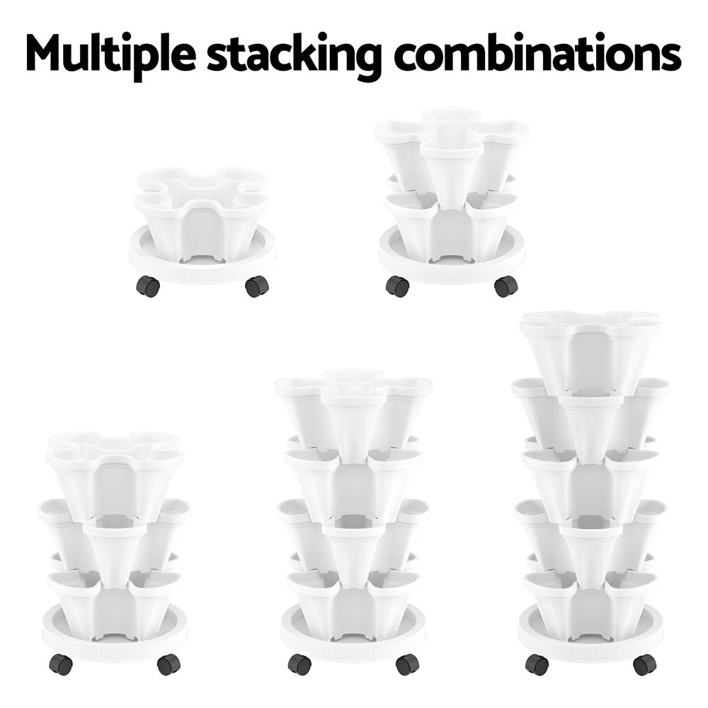 Green Fingers Garden Bed 5 Tier Vertical Garden Strawberry Stackable Planters Herbs Petunias-Home & Garden > Garden Beds > Grow Bags-PEROZ Accessories