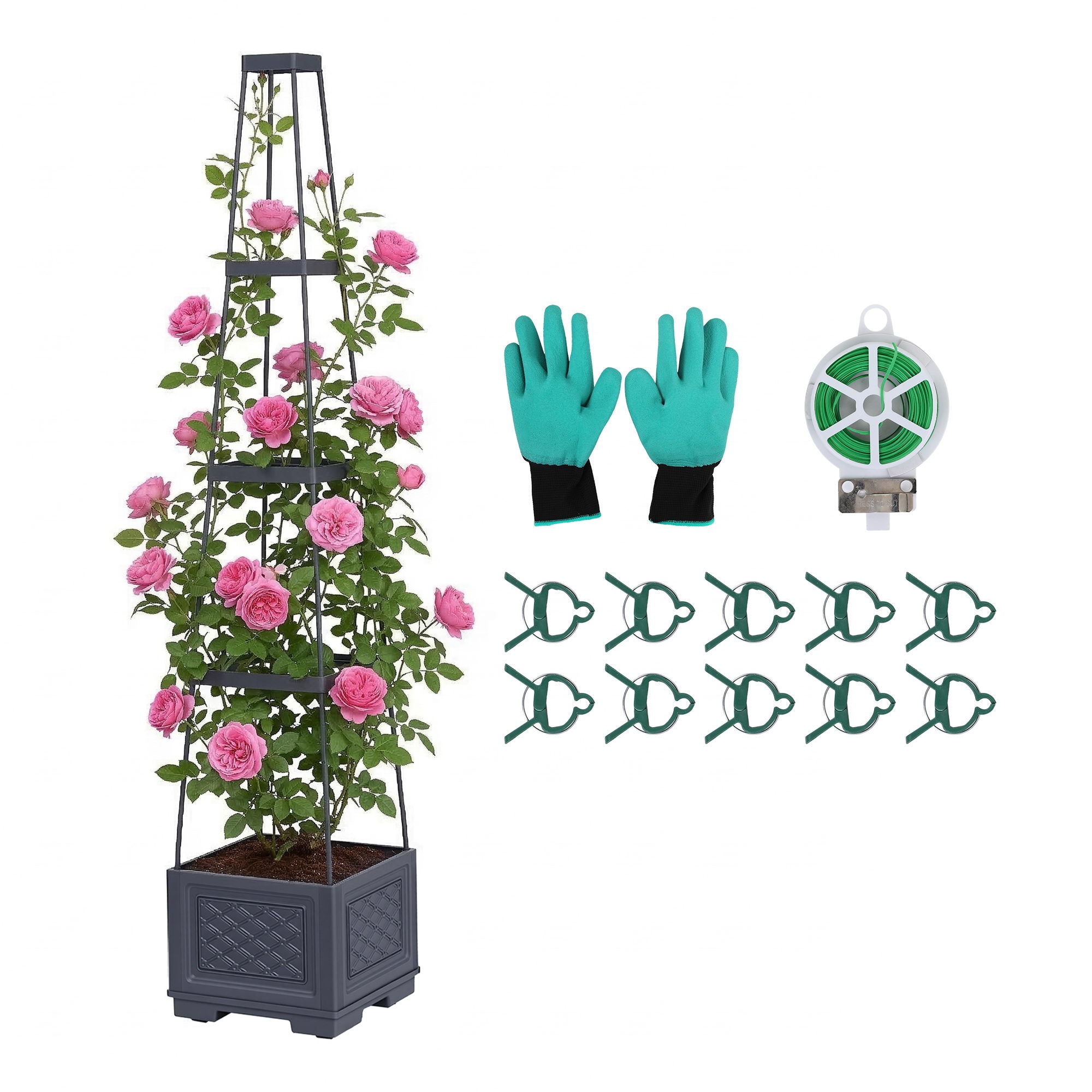 Green Fingers Self Watering Planter with Trellis Adjustable Height Modular Tomato Box 4 Layer 140cm-Home & Garden > Garden Beds > Garden Beds & Planters-PEROZ Accessories